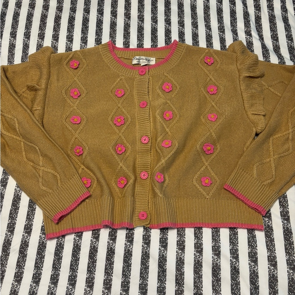 Miss Selfridge Brown and Pink Cardigan with Geometric Patterns